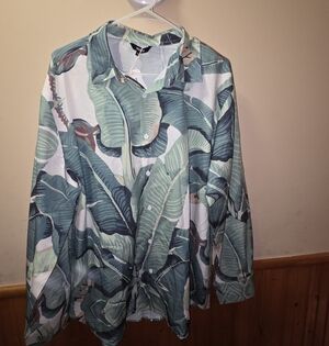 Tropical Leaf Print Men's Shirt